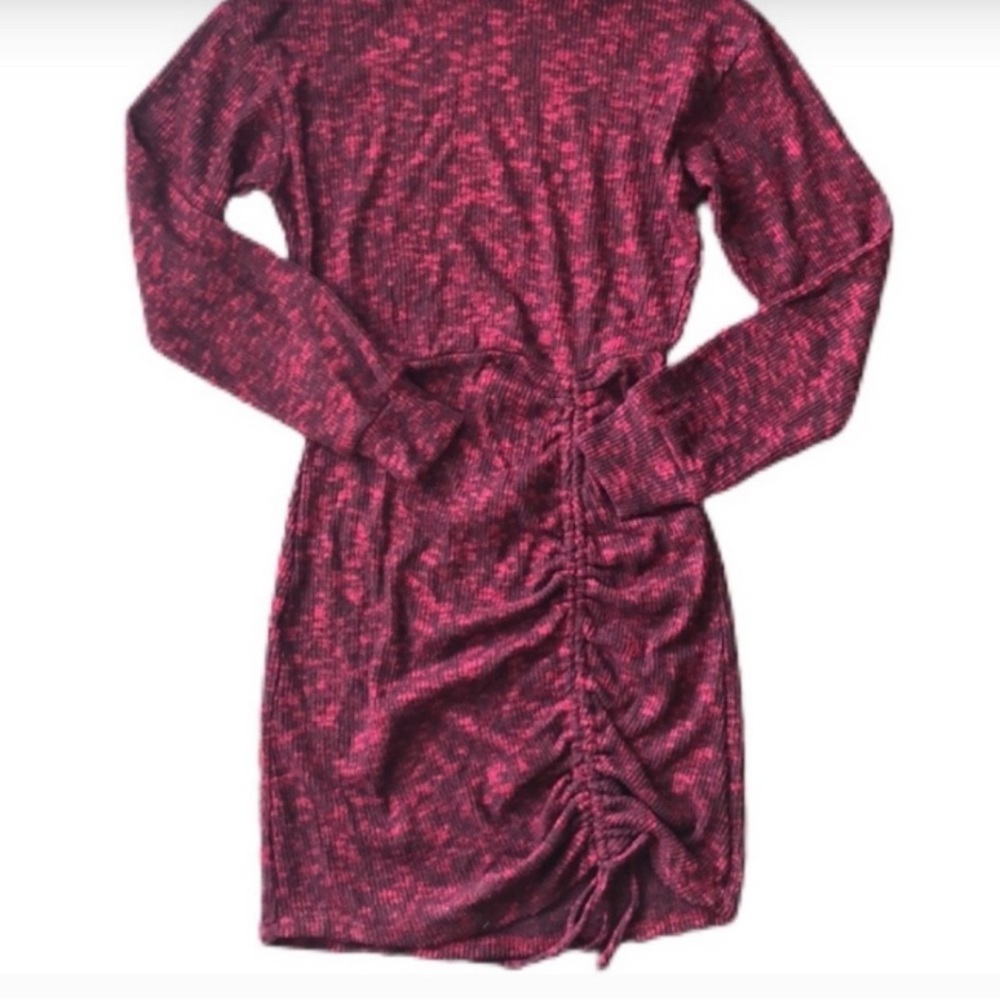 Xhilaration Red Ruched Bodycon Sweater Dress with Long Dolman Sleeves EUC - Picture 3 of 12